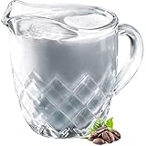 KADAX Milchkännchen aus Glas, Milchkanne mit Griff, Sahnekanne, Krug, Sauciere, kleine Glaskanne für Milch, Sahne, Sauce, Kaffee, einfach zu reinigen, transparent (200 ml, Rauten)