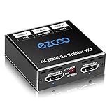 4K 60Hz HDMI Splitter 1x2 1080P 120Hz HDCP2.2 HDR 18Gbps UHD Dolby Vision Atmos EDID Scaler 4K 1080P Dual Monitors HDMI 2.0 Splitter 1 in2 Out for PS5, SkyQ, Xbox, Fire Stick