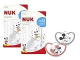 NUK Space Schnuller Disney Mickey Gr. 3 (18–36 Monate) + 2x Saugerband – Silikon-Schnuller Set – Für Kleinkinder – Mit Lüftungslöchern