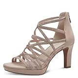 MARCO TOZZI Damen Sandalen mit Absatz Glitzer Vegan, Rosa (Powder comb), 37 EU