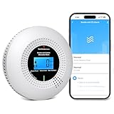 PHYSEN 2 in 1 WLAN Rauch und CO Melder, Rauchmelder und Kohlenmonoxidmelder mit Hochpräzise LCD-Digitalanzeige, Prüftaste und Austauschbare Batterie, EN14604 & EN50291 Standard Zertifiziert, 1St