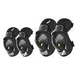 HGTRH Knieschoner Und Ellenbogenschoner Erwachsene, Motocross Knieprotektoren Knieschützer Motorrad Atmungsaktiv Kniebandage Unisex Kniepolster Knieprotektoren Motorrad Set- 4 Stück