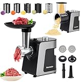 Parmedu Elektrischer Fleischwolf & Gemüsehobel & Käsereibe Automatischer Multizerkleinerer Küchenreibe Mandoline Parmesanreibe Salatmaschine Wurstmaschine Wurstfüller Kibbeh Maker mit 12 Aufsätzen