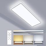 Pesaur LED Deckenleuchte Flach 58x20cm 32W 3500LM, Deckenlampe Dimmbar mit Fernbedienung 3000K-6500K, IP44 Küche Schwarz Rechteckig LED Panel für Wohnzimmer Schlafzimmer Badezimmer Büro