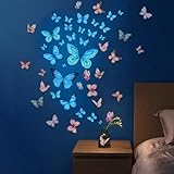 1 Pcs Leuchtend Schmetterling Wandaufkleber, 4 Pcs Aquarell Schmetterlinge Rosa Wandaufkleber, Schmetterling Deko Wandsticker, Luminous Schmetterling Sticker, Für Wohnzimmer Schlafzimmer Kinderzimmer