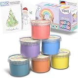 Valy&Oli® Fingerfarben Kinder Ungiftig ab 1 2 3 Jahre [inkl. Malvorlage] Made in Germany - Extrasanft & Unbedenklich - Fördert Kreativität & Entwicklung - XL Set 6×100 g - Pastell