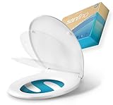 SANFINO® WC Sitz mit Absenkautomatik oval – Einfache Montage, 5 Jahre Garantie – Klobrille abnehmbar mit Schnellverschluss – Toilettendeckel aus Kunststoff 99,99% antibakteriell, O-Form Klodeckel Weiß