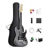 DONNER DST-80 E-Gitarre, 39” Anfänger E-Gitarren-Set mit Verstärker, klassischem SSS-Tonabnehmer, inklusive Gigbag, Stimmgerät, Kapodaster, Gurt, Plektren und kostenlosen Online-Lektionen