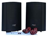 E-Lektron Wandlautsprecher Paar passiv wetterfest Stereo Lautsprecher Boxen Set für Innen und Außen (Schwarz, 21cm hoch / 4' Speaker)