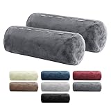 BaSaTex 2er Pack Nackenrolle Kissenbezug 15x40 Cashmere Touch | Nackenrollenhülle Öko-Tex Zertifiziert | 100% Mikrofaser Plüsch | Farbe: Anthrazit