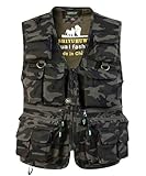 SUSHIMIAN Herren Outdoor Weste mit Vielen Taschen Jagdweste Anglerweste Multifunktionsweste Arbeitsweste Sommer Safari Weste Fischerweste mit Reißverschluss, Camo Grün, XS