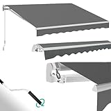 UNIONLINE Gelenkarmmarkise 400 x 300cm, Einziehbare Markise Sonnenschutz Winkel Einstellung(40-90°), Aluminiumrahmen-Höhenverstellbare Sonnenmarkise mit manueller Handkurbel für Balkon, Grau