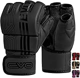EVO Fitness MMA-Handschuhe, Martial Arts Handschuhe, Grappling Sparring für Herren, Muay Thai Käfig, Kampfsport, Damen, Rosa, UFC, Boxsack, Training (Schwarz, M)