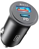 INIU Zigarettenanzünder USB Adapter, [USB C 30W+USB A 30W] 12V USB Steckdose, 5A Schnellladung dual Port Kfz Ladegerät, USB Car Charger für iPhone 16 15 14 13 12 Samsung Galaxy S21 Huawei AirPods iPad