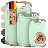 Blumtal Schneidebrett Set mit 3 Größen (S/M/L) - Schneidebrett Kunststoff groß + Saftrillen & Griff - Cutting Board - Schneidbrett BPA frei - Schneidebretter Kunststoff - Schneidebretter Grün