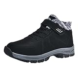 Paare Herren Winter Flat Lae Up Warme Schneestiefel Bequeme Kurze Stiefel Sportschuhe Compatible with Motorrad Schuhe Herren Wasserdicht (Black, 43)