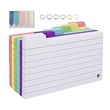 Bunte Karteikarten - 300 Stücke Farbige Liniierte Lernkarten Aus Kräftigem Karton - Schulmaterial Mit Aufklebern Für Rezepte Haushaltsplanung Lehrer Schüler Unterricht Prüfungsvorbereitung Reisen