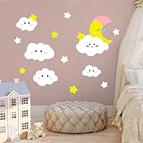 Sacinora Wandaufkleber, Motiv: Traumhafte Wolken, Sterne, Mond, abnehmbar, Vinyl, abziehen und aufkleben, für Kinderzimmer, Wohnzimmer, Schlafzimmer, Kinderzimmer, Heimdekorationen (Wolken, Sterne,