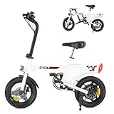 RAOO MIN E Bike, e Bike Herren und Damen Fahrrad tragbar City-Pendler, Elektrofahrrad Max. 25 km/h, 250W Motor, 30-45km Reichweite, 3 Fahrmodi, Scheibenbremsen, LCD-Display. (weiß)