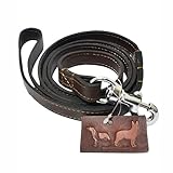 Patch & Marshall Hundetrainingsleine aus Leder, 1,5 m, robuste Leine mit starkem Haken, doppelt gepolstert, einteilig genähtes Leder, Braun