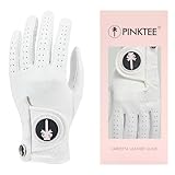 CROWNBLANKS Golfhandschuhe Damen Golf Handschuh Wert 1 Stück Cabretta Leder White Pink Griff Linke Hand Weicher Komfort Passform Größe S M L (L)