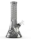 NOBLE HOOKAH Bong Glasbong 30,5cm hoch 1,5kg 42mm Durchmesser am Mundstück 18,8er Schliff und Chillum, Glaspfeife zum Räuchern von Wasserpfeifen, Schwarz