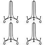 Qulkws 4 Stück Tellerständer Tellerhalter aus Metall, Tellerhalter Tellerständer für Teller Bilderrahmen Kunst Foto Schüssel Heimtextilien (10cm Höhe, Schwarz)