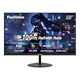 FeuVision 22 Zoll PC Monitor, 100Hz, FHD 1080p, Gaming Monitor, 4ms, VESA montierbar, Eye-Care, Rahmenlos Bildschirm, Blaulichtfilter, HDMI, VGA