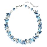 Bulinlin Perlen Kette Damen Perlen Statement Choker Kette Boho Bunt Modeschmuck Geburtstag Geschenke für Frauen(Blue)