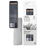 Winsor & Newton 6 Zeichenkohlestifte in 3 Härten: Hard, Medium und Soft