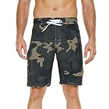 Badehose Herren Schnelltrocknend Badeshorts Camo Kurz Cargohose mit Klettverschluss Taschen und Verstellbarem Tunnelzug Sommer Freizeit Swimming Trunks für Männer Loose Fit Schwimmhose Hose