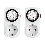 Mechanische Zeitschaltuhr Steckdose, G-Homa 2er Set 24-Stunden-Programm Analoge Zeitschalt-Steckdose für Innenbereich, Täglicher EIN-/Aus-Zyklus, für Lichter, Lampen, 30 min Schaltintervall Timer