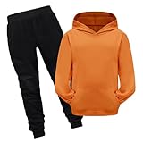 Trainingsanzug Kinder Set Jogginganzug Mädchen Junge 2 Teiliges Outfit Hoodie Und Jogginghose Einfarbig Sportanzug Winter mit Gummizug und Kängurutasche Herbst Y2K Tracksuit Bekleidungssets