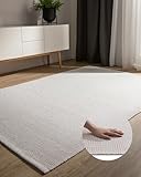 benuta Basic handgewebter Baumwollteppich Ron - Weiß 60x120 cm - Handwebteppich aus 100% Baumwolle - Style: Uni, Minimalistisch, Natural Living - Pflegeleicht für Wohnzimmer Schlafzimmer