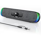 SOULION PC Lautsprecher USB C, Bluetooth USB Soundbar mit 3 LED-Lichteffekten, Kompakte Computer Bar Lautsprecher für PC, Monitor, Laptop