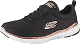 Skechers Damen Flex Appeal 3.0 First Insight Sneaker, Black Mesh Rose Gold Trim, 40 EU