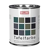 OELLERS 2in1 Tafellack und Tafelfarbe für Holz, RAL 9005 Tiefschwarz, 1 Liter, Metall und Wände, klassische Farbtöne in matt, als Schultafellack geeignet, beschriftbar