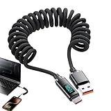 Baoqifong USB C Schnelllade Kabel - 120W Ladung Sprungdraht | Digital Display Ladekabel 90cm Für Uni Reise Schule Uhr Laptop Zuhause Fitnessstudio Auto