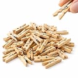 100 Stück Mini Wäscheklammern - Nachhaltiges Holz - Miniklammern - Kleine Holzklammern 25 mm - Clips für Fotohalter & Basteln