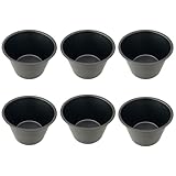 Heluok 6 Stück Antihaft-Popover-Pfannen, einzelne Miffin-Cupcake-Form, Karbonstahl, Yorkshire-Pudding-Pfanne, wiederverwendbare Eierkuchenformen, große runde Ofen-Backformen – Schwarz (8,9 x 5,6 cm)