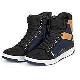 Herren Casual Motorradstiefel, Straße Motorrad Reitschuhe Atmungsaktive Motorrad Stiefel mit reflektierenden Streifen, Schutzausrüstung Outdoor Reitstiefel für alle Jahreszeiten,44,K