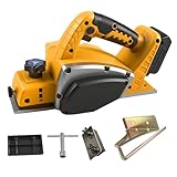 Kabelloser Handhobel für Dewalt 18-V-Akku, bürstenloser elektrischer Holzhobel mit 15.000 U/min, 82 mm Schnittbreite, 0–2 mm Schnitttiefe für Holzbearbeitung, Heimwerkerprojekte, Möbelglättung