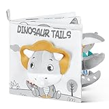 HOTUT Babybuch Baby Stoffbuch, Stoffbücher für Babys mit Tier Motiven,Fühlbuch Knisterbuch Black & White,Buch Spielzeug 0 Monate -Dinosaurier