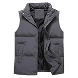 Herren-Freizeitjacke, leichte Weste, Oberbekleidung, solider Reißverschluss, warm, Winter, ärmellos, für Golf, Laufen, grau, L