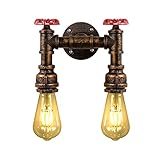 KAWELL Kreative Wasserrohr Vintage Kerze Wandleuchte Industrielle Retro Wandlampe Schmiedeeisen E27 60W Max für Restaurant Cafe Bar Flur Küche Schlafzimmer, Goldfarben x 2
