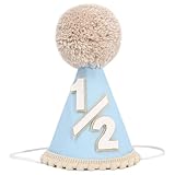 1/2 Geburtstagshut, Halber Geburtstagshut, 1/2 Geburtstag Hut, 6 Monate Geburtstagsdekorationen für 6 Monate Meilenstein Feiern, Cake Smash, und Foto Requisiten auf halbem Weg zu einem (hellblau)