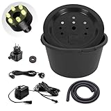 CLGarden Set Springbrunnpumpe SP1 LED warmweiß mit 90l PE Becken GFK Abdeckung Springbrunnenbecken für Gartenbrunnen Wasserspiel DIY 12V Wasserpumpe