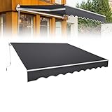Froadp Balkon Markise 400 x 300 cm Gelenkarmmarkise mit Aluminium, Manuelle Handkurbel, Klemmmarkise ohne Bohren für Terrasse & Veranda, UV-beständig, Wasserabweisend, Sonnenschutz, Dunkelgrau