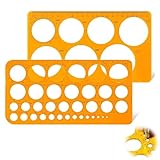 Kryzulax 2 Stück Kreisschablone zum Zeichnen,Schablonenlineal aus Kunststoff,Kreis Lineal Zum Malen,Für Zeichenset zum Lernen,Entwerfen,Büro,Transparent Orange