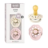 BIBS Boheme Schnuller 2er-Pack. BPA-frei. Kirschform Nippel. Naturkautschuk / Latex, Hergestellt in Dänemark. 6-18 Monate (2er Pack), Ivory / Blossom